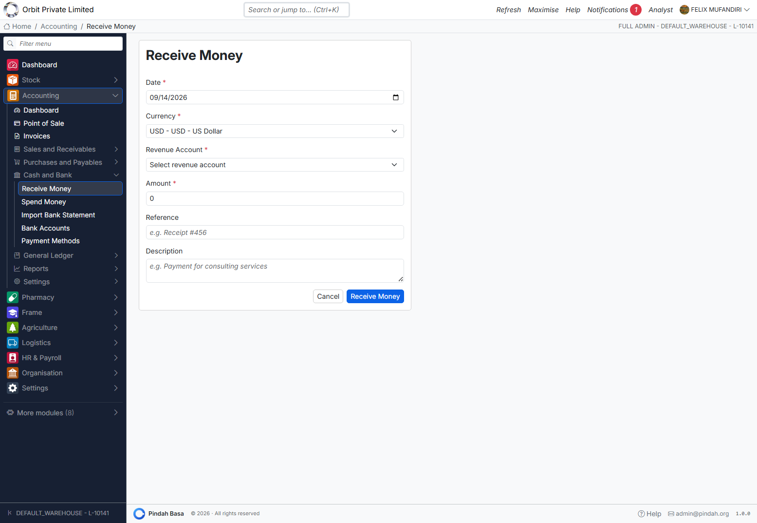 Screenshot: Receive Money